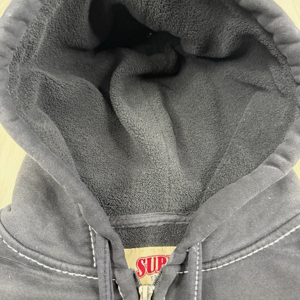 Supreme x True Religion Full Zip Hooded Fleece Graphic Print Hoodie Black Large - Picture 9 of 16